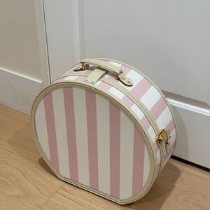 New steamline luggage Pink White Striped Women hatbox suitcase